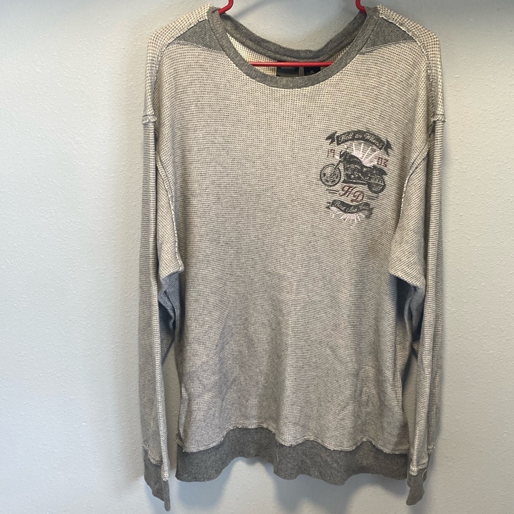Harley Davison long sleeve waffle knit shirt